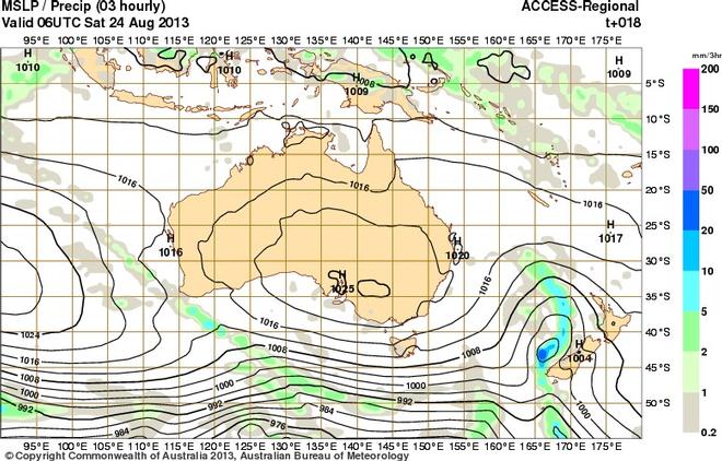 Forecast chart for 4pm for 24th August - Audi Hamilton Island Race Week 2013 © SW